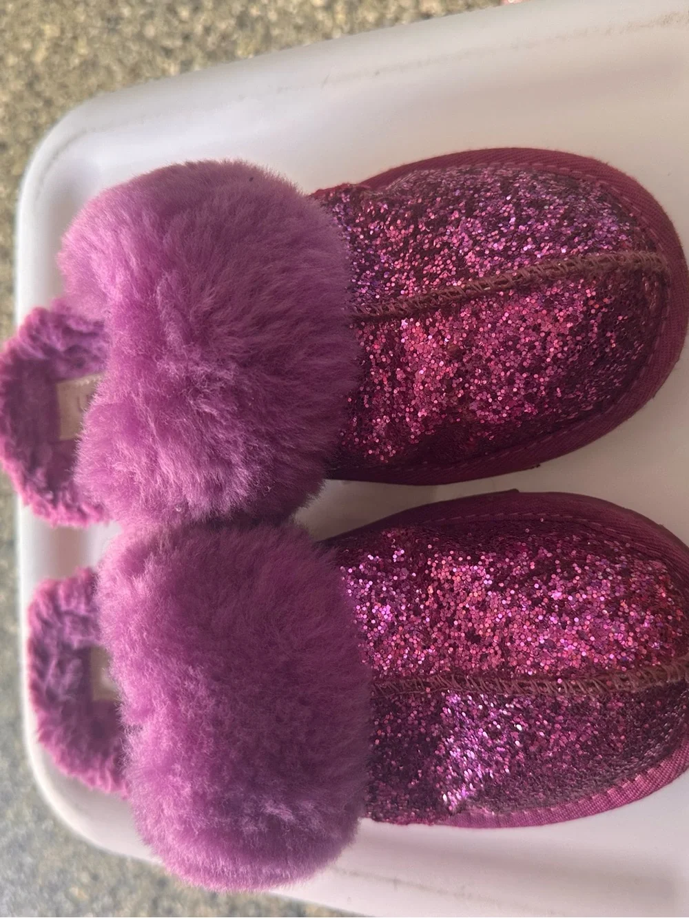 UGG Fuchsia Pink Shearling Slides- Kids Size 3 Youth
